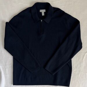 Hickey Freeman Dark Navy Zip-Front Polo Sweater